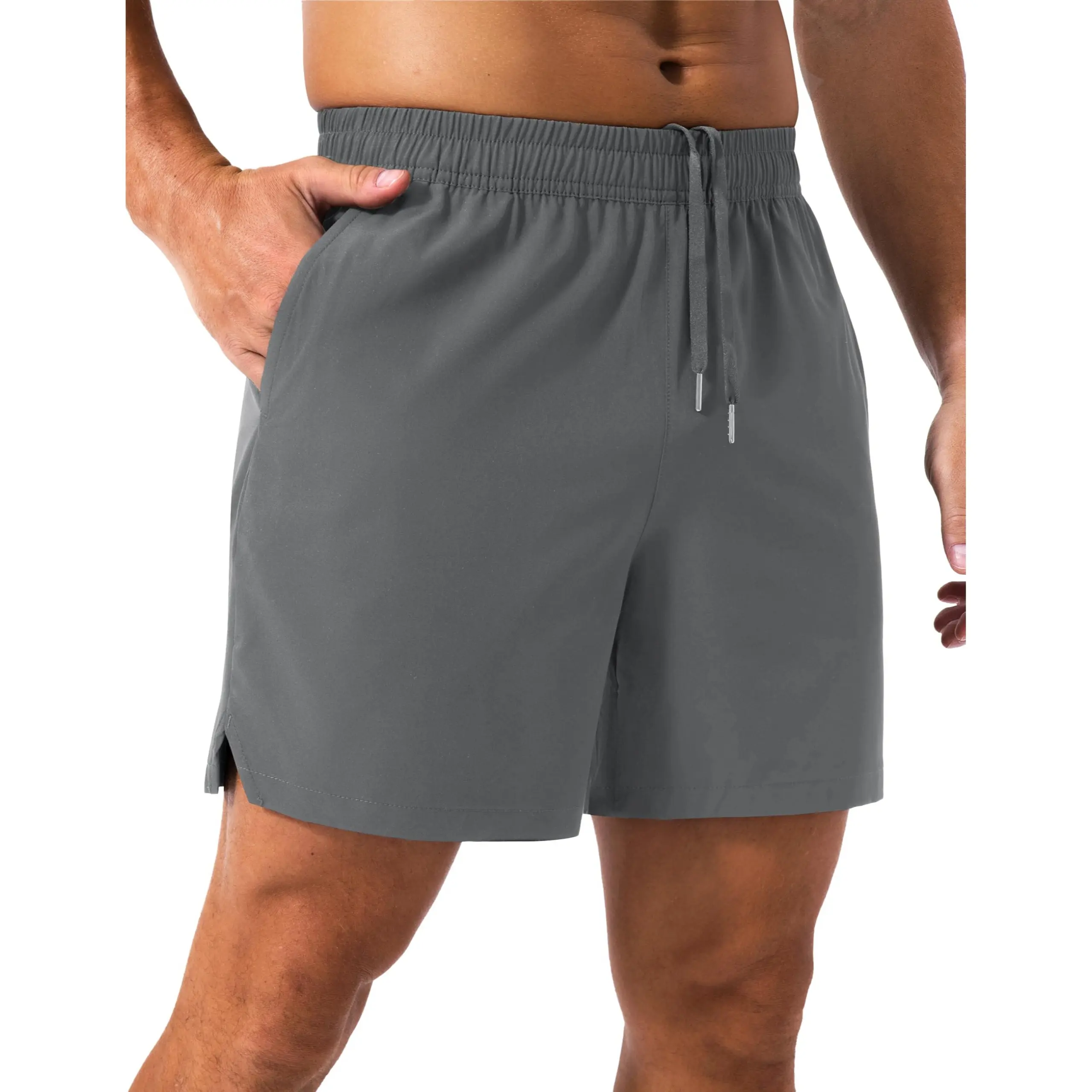 MAGCOMSEN Men's 5" Quick Dry Lightweight Polyester Blend Running Shorts, Fitted Cut Athleisure Casual Shorts with Pockets, Side Split for Gym, Quick Dry Shorts