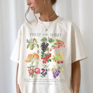Fruit of the Spirit Christian Tshirt, Vintage Aesthetic Bible Verse Shirt, Retro Fruit Art, Jesus Faith Apparel, Summer Garden Gift Idea, Unisex Cotton Shirt, Lady Top, Womenswear