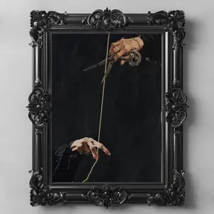 Fates Cutting Golden Thread Wall Art, Mythological Greek Destiny Scene Poster, Dramatic Fate Symbolism Prints Frameless