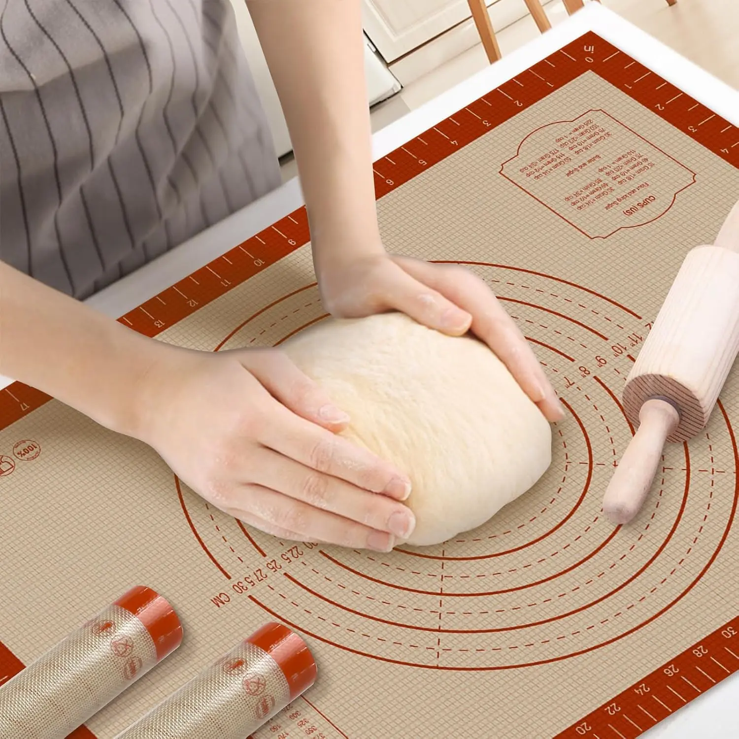 Pastry Mat, 16" x 24"  Baking Mat for Counter Rolling Dough,  Non-Stick  Dough Mat with Measurement for Pie Crust, Pizza and Cookies