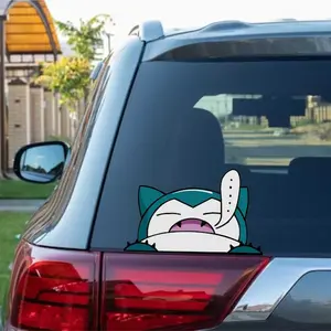 Snorlax Peeking Sticker, Funny Gift Waterproof Glossy Sticker, Decal for Laptop, Water Bottle, Car, Gamer Gift