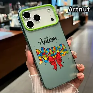Autism Puzzle Nana Pattern Phone Case for iPhone 17 Pro Max 16 Plus 15 14 13 12 11 Air E  Ultra Thin Raised Edges Camera Protection Hard PC Back Cover for boy girl