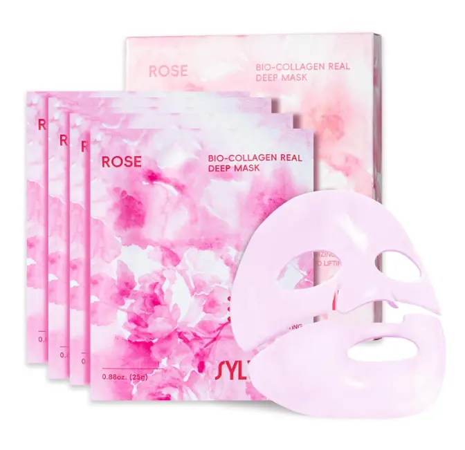Rose Bio-Collagen Face Masks, 4 Pack Hydrating Facial Mask | Skin Care for Women, Moisturizing Beauty Rose Sheet Masks, Spa Gift for Women, Hydrating Mask for All Skin Types