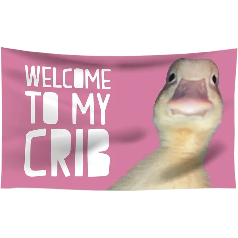 Cotton Lightweight "Welcome to My Crib" Funny Tapestry Wall Hanging, 60x40in Home Decor for Bedrooms, Outdoor Backdrop Banner