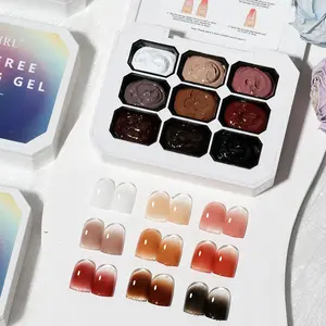 Limegirl Gradient Painting Gel, 9 Bright Colors Ombre Gel Nail Polish for Pigment Pat Nails Nails French Manicure Soak Off UV Set