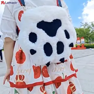 Japanese Women Fluffy Kawaii Cat Paw Backpacks Cartoon Sweet Students Fashion Casual School Bags Trendy Cute Girl Crossbody Bags