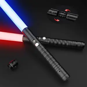 Lightsaber RGB 14 Colors Change USB Rechargeable Metal Handle Light Sword Double-edged Change Heavy Dueling Sound Two In One Light Metel Handle LED USB Charging