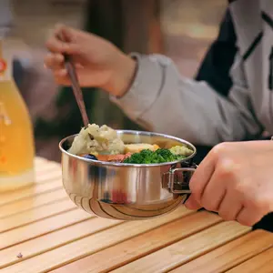 Portable Stainless Steel Bowl, Multi-Functional for Outdoor & Daily Use