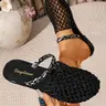Women's Casual Hollow-Out Mule Slippers, Slip-On Flat Shoes, PU Leather Upper & Rubber Sole, Comfortable Slippers, Ideal for Indoor & Outdoor Wear, Shoes Mules