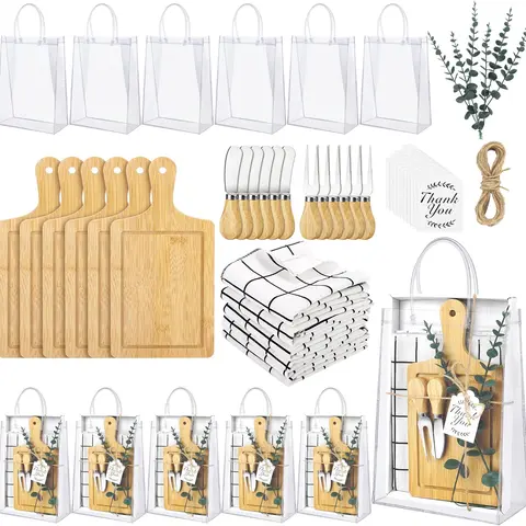 Bridal Shower Favor Cheese Board Cheese Knives Wood Mini Charcuterie Board Thank You Gift Box For Guest Bamboo Color Wedding Birthday Valentines