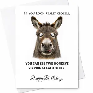 If You Look Closely Two Donkeys Funny Birthday Card Donkey Joke Card Sarcastic Humor Card For Friend Him Her Animal Birthday Gift C-1116