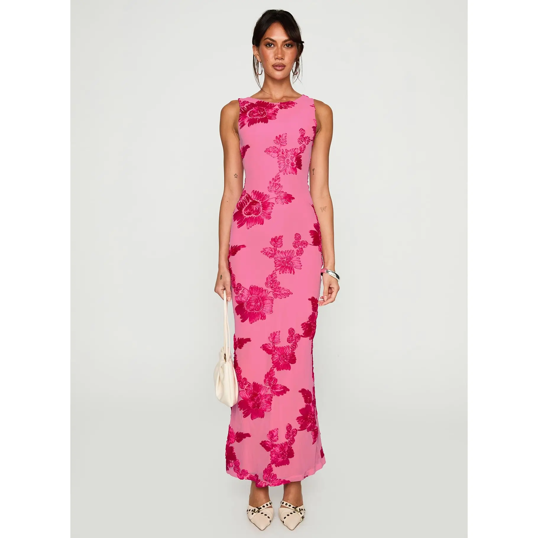 Fionna Floral Maxi Dress Pink - TikTok Shop