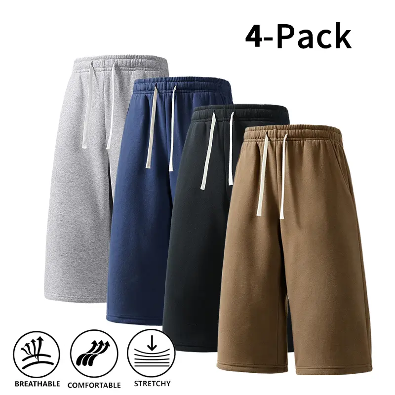 Men's Sports Shorts 4 Pack, Multicolor Loose Fit Stretch & Breathable Basketball Shorts with an Easy Drawstring Waist for Gym & Everyday Wear, Clothes