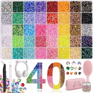 40 Color Resin Jelly Rhinestones for Bedazzling,with 3mm MixedResin Synthetic Beads & Complete Tool Kit， Bedazzler Kit Supplies for Nail Art Decoration Accessories, Tumblers, Shoes, Clothes, Jewels, DIY Tools, Gift flatback diamond painting rich