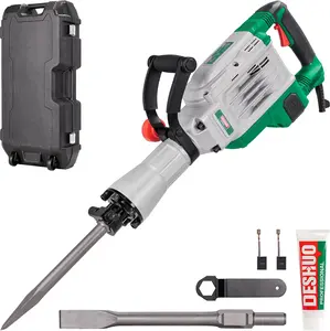 30 lb. Demolition Jack Hammer with 1-3/16" Hex Shank, 1700W 14-Amp Heavy Duty Corded Electric Concrete Demo Chipping Breaker with Carrying Case, Flat & Bull Point Chisel