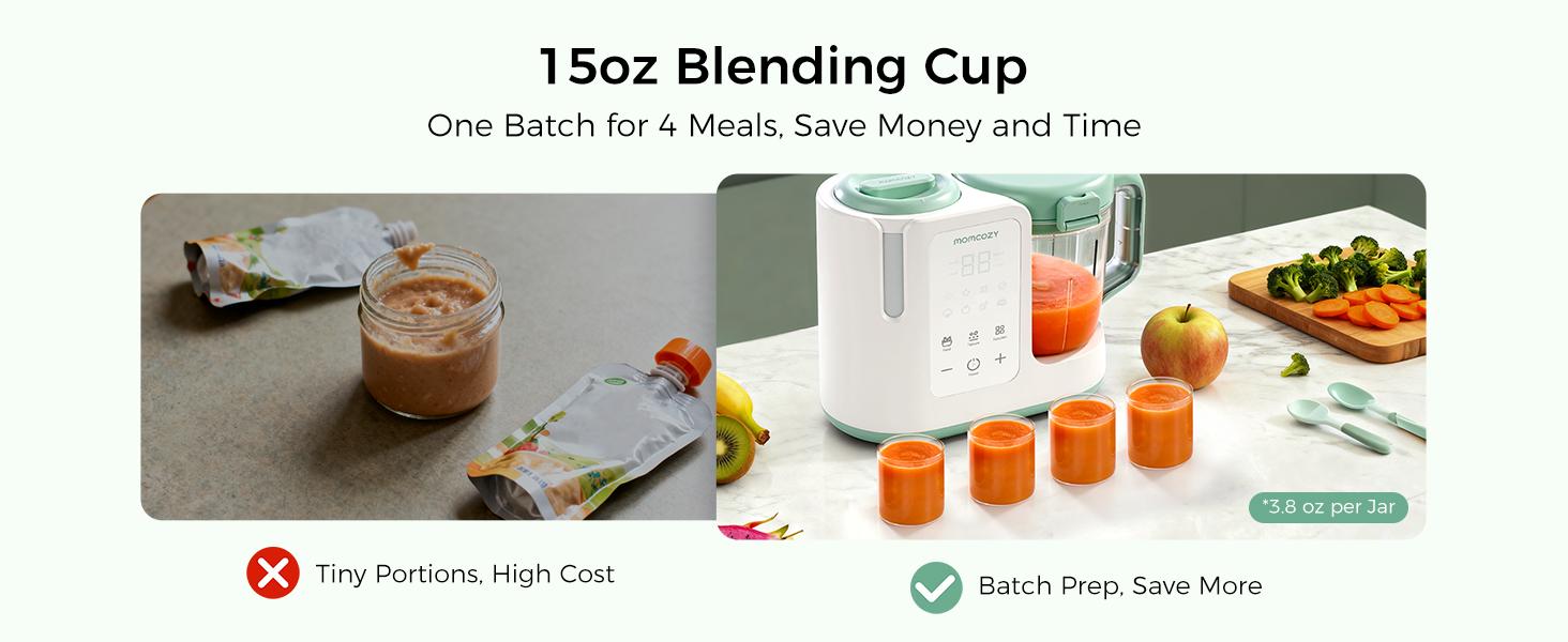 Momcozy AutoMeal Baby Food Maker – One-Step Auto Steam & Blend Food Processor, 15oz Large Cup & 6-Blade Design, Self-Cleaning, Auto 3-Stage Texture Settings for Effortless Homemade Baby Puree