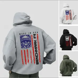 FR Benchmark Skull Flag Flame Resistant Long Sleeve Shirt Logo Graphic Hoodie - Casual Tops for Men & Women, Cotton Fabric T-Shirt Sweatshirt and Hoodie