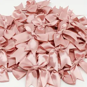 50PCs, Pink and White Ribbon Bow 3.3 Inch, Charming Decorations for Wedding, Holiday and DIY Crafts, Gift Packaing, Gift Basket Decoration, Birthday Packaging, Holiday Decoration, Office Decorations, Wreath Decoration,Decorating Pastel Rose Party Flower
