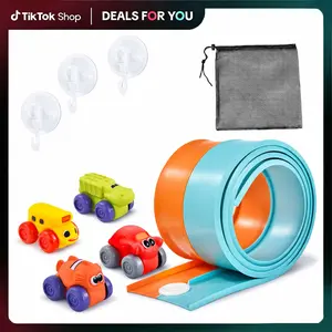 Bath Race Track Toy for Toddlers, Suction Cup Water Slide Car Track for Bathtub Wall, Fun Bathroom Toy Gift for Kids Ages 3+
