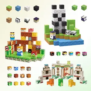 Cartoon Panda & Dinosaur Park World Design Building Cubes Toy, Creative STEM Sensory Toy, DIY Building Toys for Festival Birthday Gifts, Stem Building Blocks, Building Block Sets