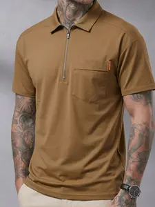 Men’s quick-dry tactical loose polo shirt; lightweight, breathable performance polo shirt; short-sleeve outdoor golf shirt; casual collared athletic T-shirt