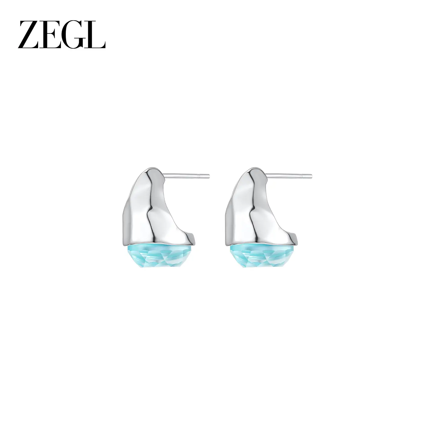 ZEGL Blue CZ Liquid Metal Drop Earrings Ear Cuff Set | Hypoallergenic Fashion & Elegance for Layering | Perfect Gift for Christmas, Valentine's Day & Mother's Day