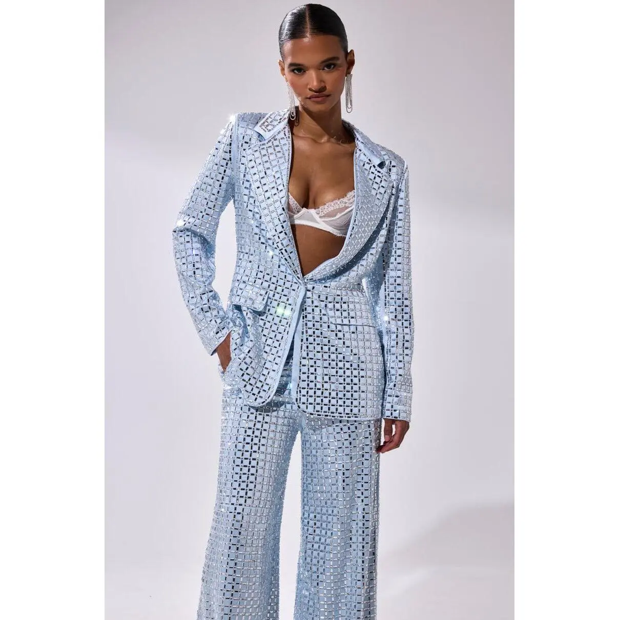 LILA EMBELLISHED SATIN BLAZER LILA EMBELLISHED SATIN BLAZER