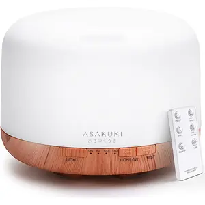 500ml Premium, Essential Oil Diffuser with Remote Control, 5 in 1 Ultrasonic Aromatherapy Fragrant Oil Humidifier Vaporizer, Timer and Auto-Off Safety Switch Brown