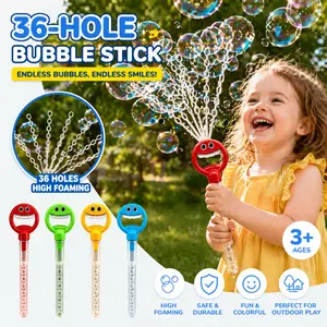 Cartoon Smiley Face Bubble Stick, Multi-Hole High Foam Wand, Outdoor Party Toy for Kids