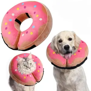 Adjustable Donut Recovery Collar for Dogs, Soft Plush Post-Surgery Cone Alternative, Non-Obstructive Polyester Fiber Design