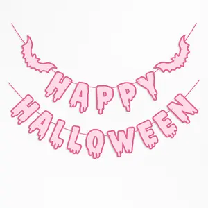 Pink Drip Letter Halloween Banner