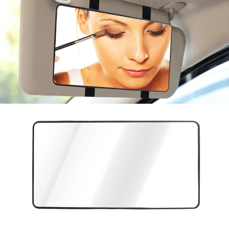 XUKEY LED Lighted Sun Visor Vanity Mirror – Universal Clip-On Makeup Mirror For Car – Black, ABS & Glass, 17x13x3cm
