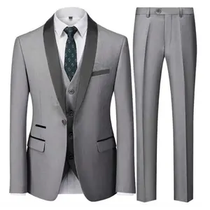 Men's 3 Pieces Suit Elegant Solid One Button Slim Fit Single Breasted Party Blazer Vest Pants Set
