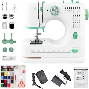 Mini Sewing Machine for Beginners, 16 Built-in Stitches, 2- Adjustable Speed, Portable Electric Household Sewing Machine with Complete Accessory Kit, Ideal for DIY Sewing Projects
