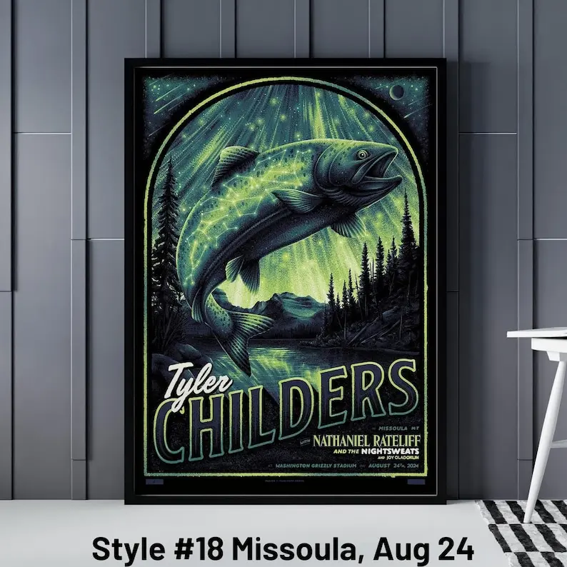 Tyler Childers All Gig Posters - Tyler Childers Missoula Washington Grizzly Stadium Poster - George The Gorge Poster - Ford Idaho Poster