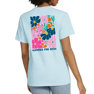 Gamma Phi Beta Boho Floral T-Shirt - Gamma Phi - Chambray