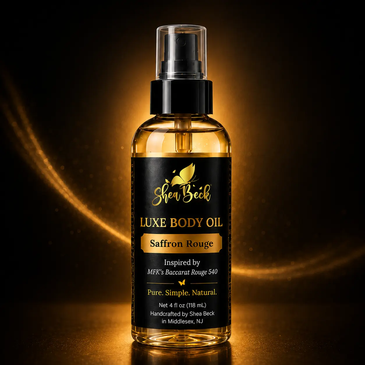 Shea Beck® Saffron Rouge Luxe Body Oil – Inspired by MFK Baccarat Rouge 540