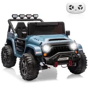 Gaomon Light Blue 2-Seater Kids' Remote Control Car Ride-On Truck Toy, 24V 4x4 Electric 4-Wheeler with Parent Control, Safety Belts, Soft Start, 3 Speed, Suspension, Bluetooth, LED Lights