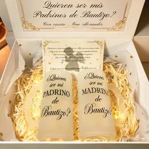 Baptism proposal gift box with a set of two glasses 16oz