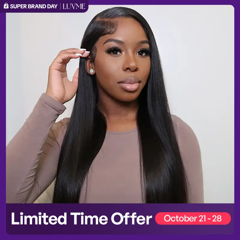 LUVME All-Day Comfort™ Silky Straight Glueless Wig with Left Side Part 7x6 Closure Pre-Plucked Pre-Bleached Pre-Cut Melted Lace Ready-To-Go #SohoChic #SuperBrandDay