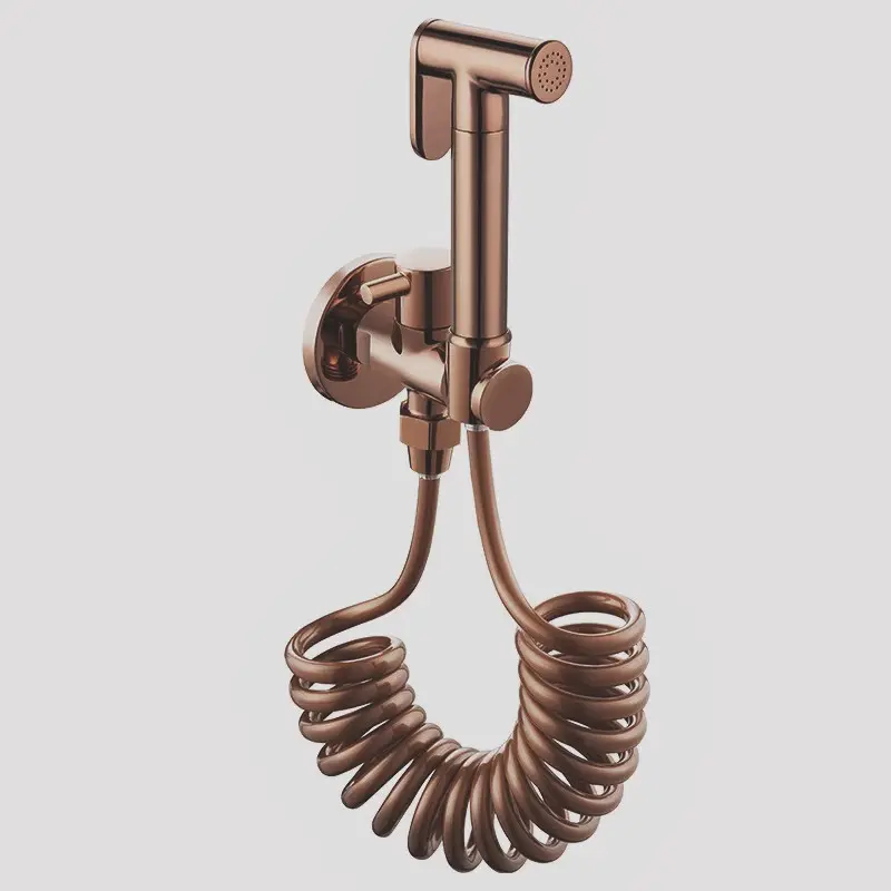 Toilet Brass Rose Gold Plated Hand Held Bidet Spray Shower Head Douche Kit Shatta Brass Valve Bathroom Bidet sprayer Tap Set