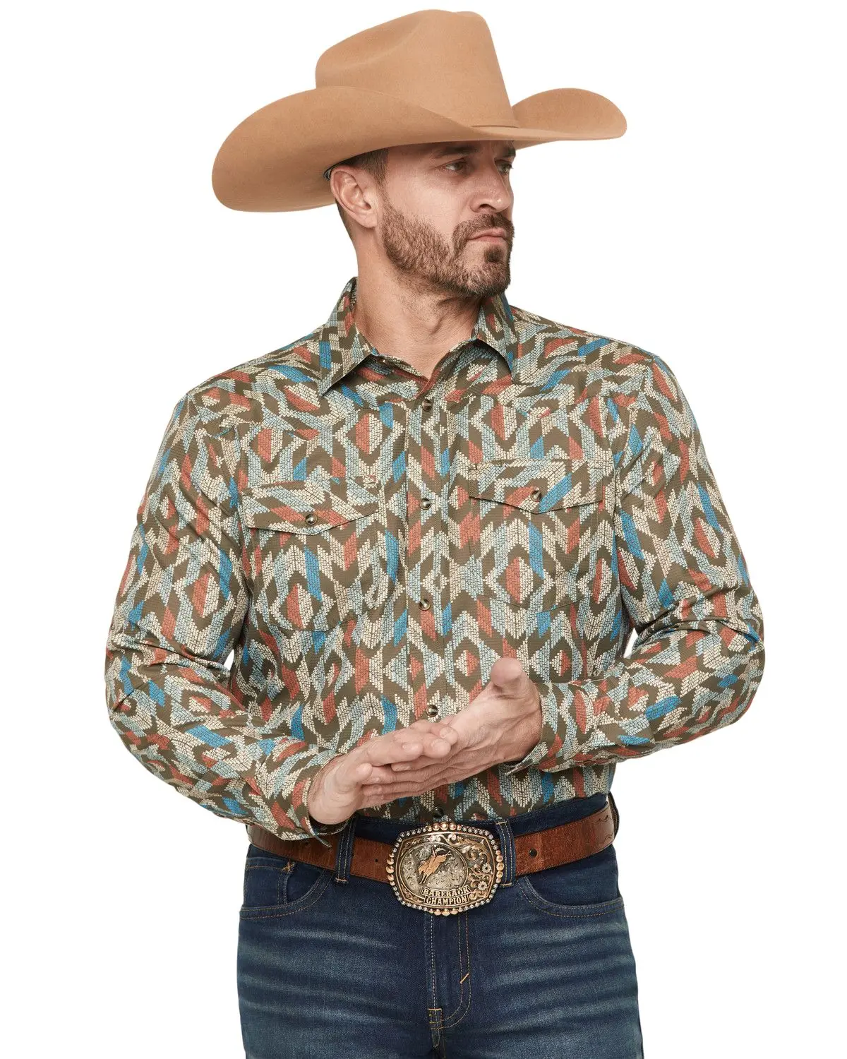 Rank 45 Men's 45&Reg; Men'S Tracker Rodeotek&Trade; Geo Print Long Sleeve - Rmsp26w19-Bn