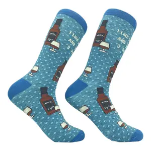 Men's I Like Whiskey and Maybe 3 People Socks Funny Liquor Cocktail Drinking Novelty Footwear Funny Graphic Socks Comfortable Fitted Spandex Cotton