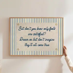 Dream On But Don't Imagine They'll All Come True Print Poster No Frame Uplifting Quote Art Print Billy Joel Lyric Poster Daily Reminder Art Vintage