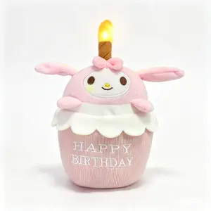 Sanrio My Melody Birthday Plush Toy 7.87inch Musical Singing Happy Birthday Soft Kawaii Stuffed Doll Party Decor for Kids & Girls