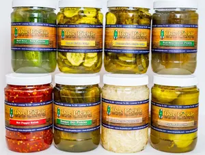 Doc Pickle 4-Pack Pickle Sampler - Full Sour Garlic, Kosher Dill, Sweet Chips, Horseradish Chips - 4 Quarts Included* Small-Batch Fresh-Packed