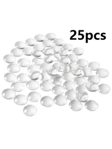 25pcs Glass Round Dome Faceted Gemstones, Transparent Circular Beveled Stones, Non-Standard Size 1 Inch/25mm, Ideal for Cameo Pendants, Photo Jewelry, Necklaces