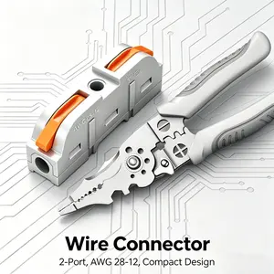 Wire Connector Assortment Kit with Wire Stripper & 50Pcs Lever Connectors for 28-12 AWG Wires, Safe Electrical Wiring for Home Office Factory