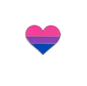 Heart Shaped Bisexual Pride Pin – LGBTQ+ Bi Flag Badge – Cute Aesthetic Pride Jewelry – Ally Support Gift