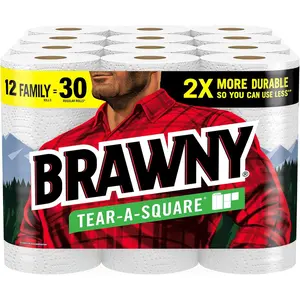 Tearasquare paper towels 12 family rolls 30 regular rolls 2x more durable 3 sheet sizes strong and absorbent extralarge roll